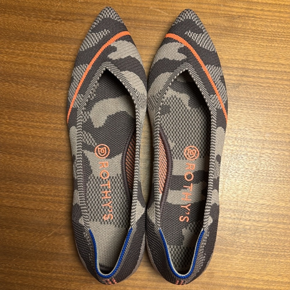 Rothy's Camouflage Flats in Taupe/Gray and Orange size 9.5 - Picture 2 of 7